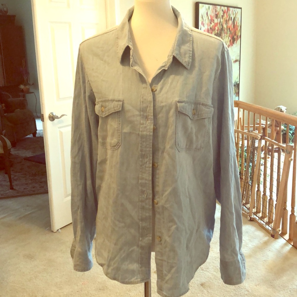 Button Up Denim Long Sleeve Shirt